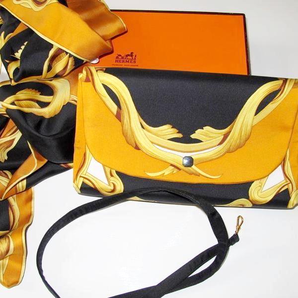 Hermes 70s Silk Bag and Matching Etole