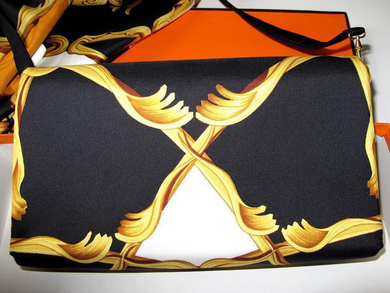 Hermes 70s Print Silk Bag and Matching Etole Henri D'Origny