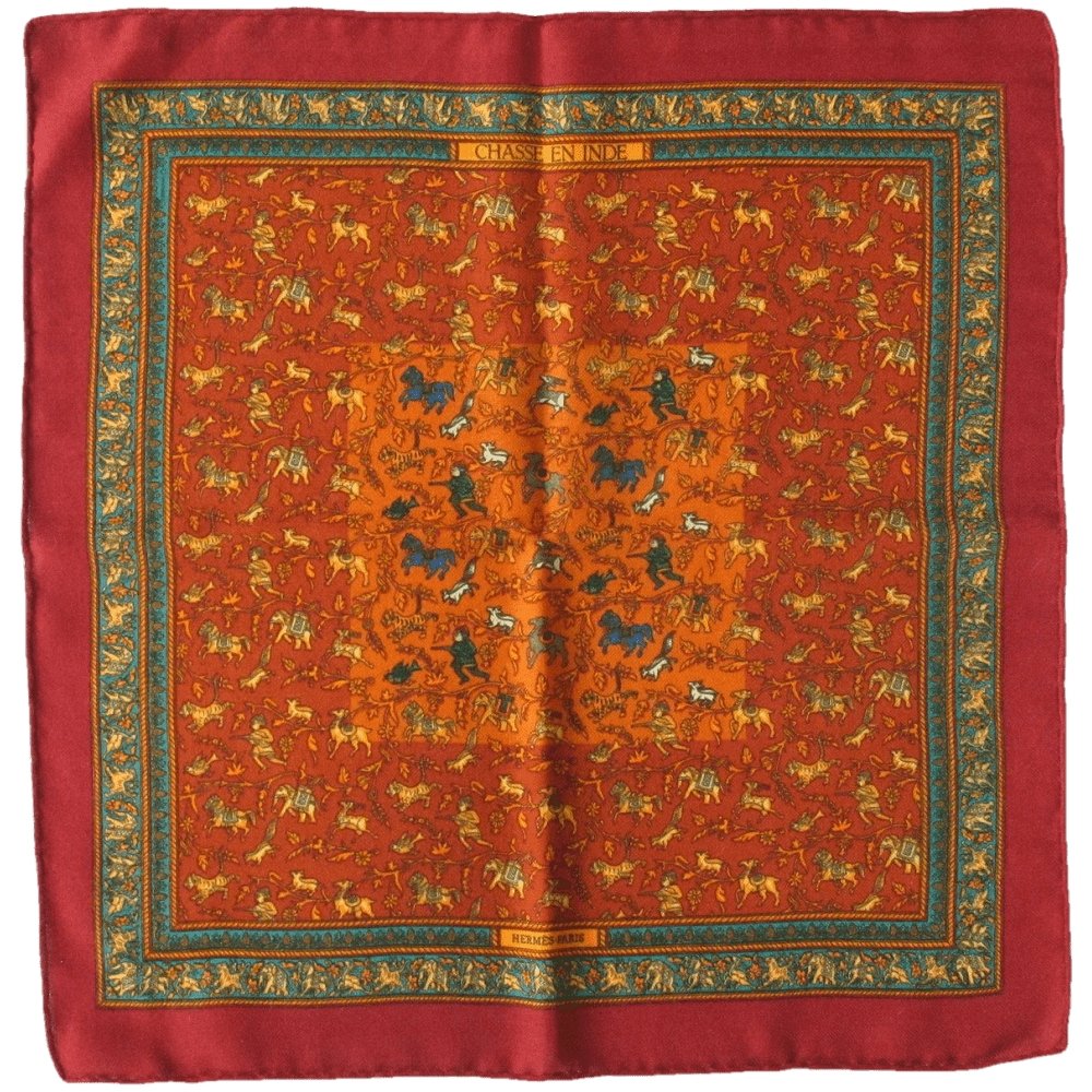 Hermes Chasse en inde Cashmere Gavroche