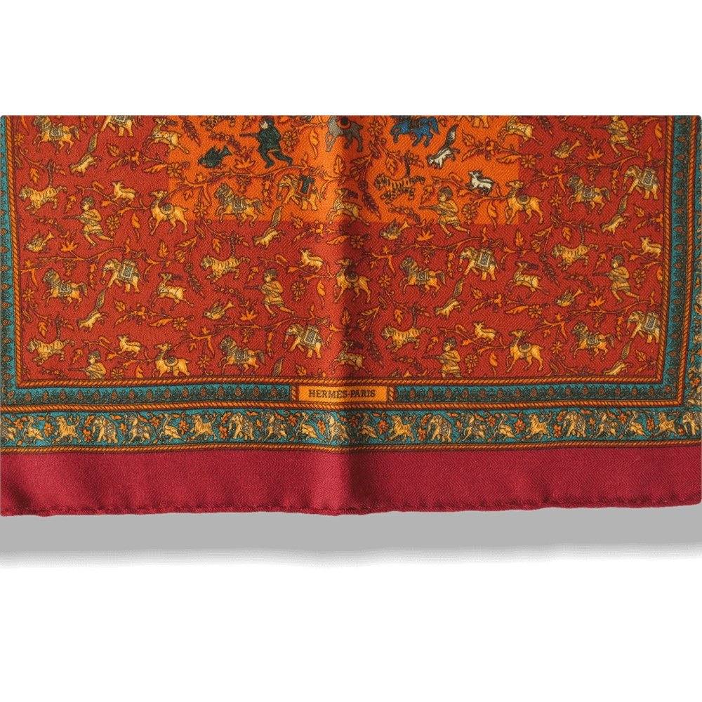 Hermes Chasse en inde Cashmere Gavroche