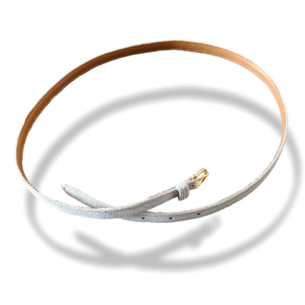 Hermes 1981 Pearl Grey/Gold Suede THIN BELT 15 mm, BNEW!
