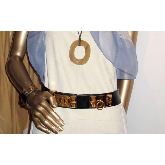 Hermes 1984 Black Box Collier de Chien Complete Belt GM Sz71 - poupishop
