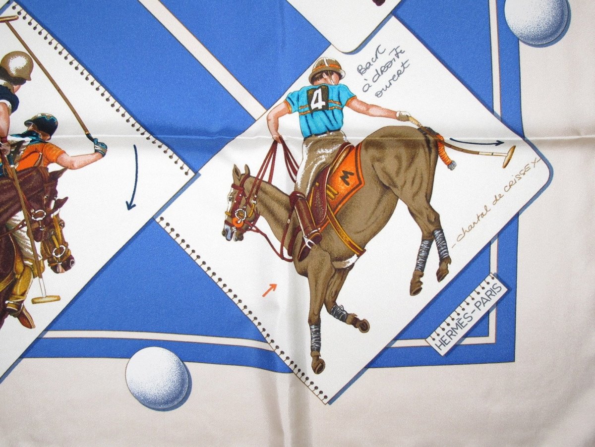 Hermes Le Monde du Polo Cup Palm Beach Blanc Matt Overlay Twill 90