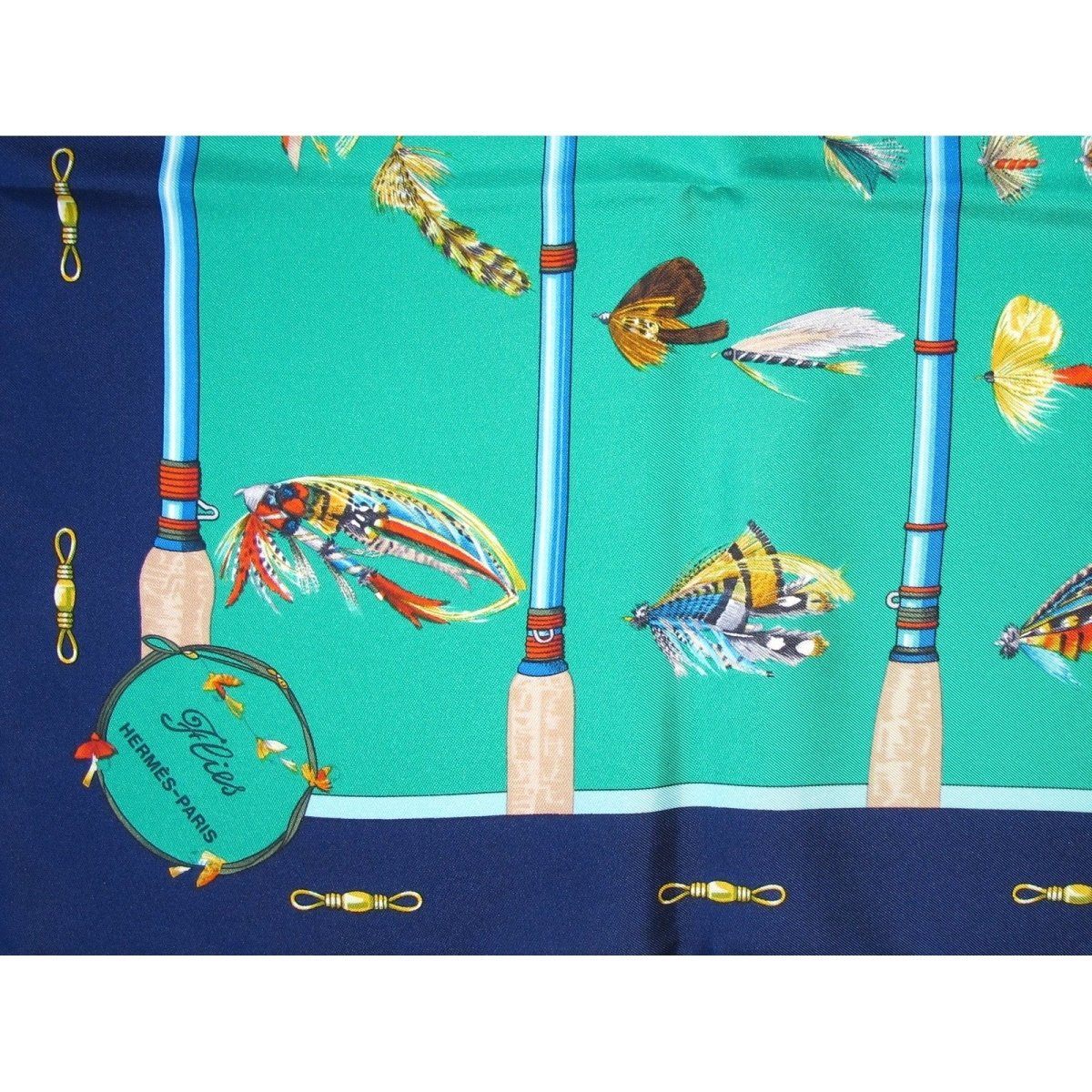 Hermes Flies by Caty Latham Blanc Matt Overlay Twill 90