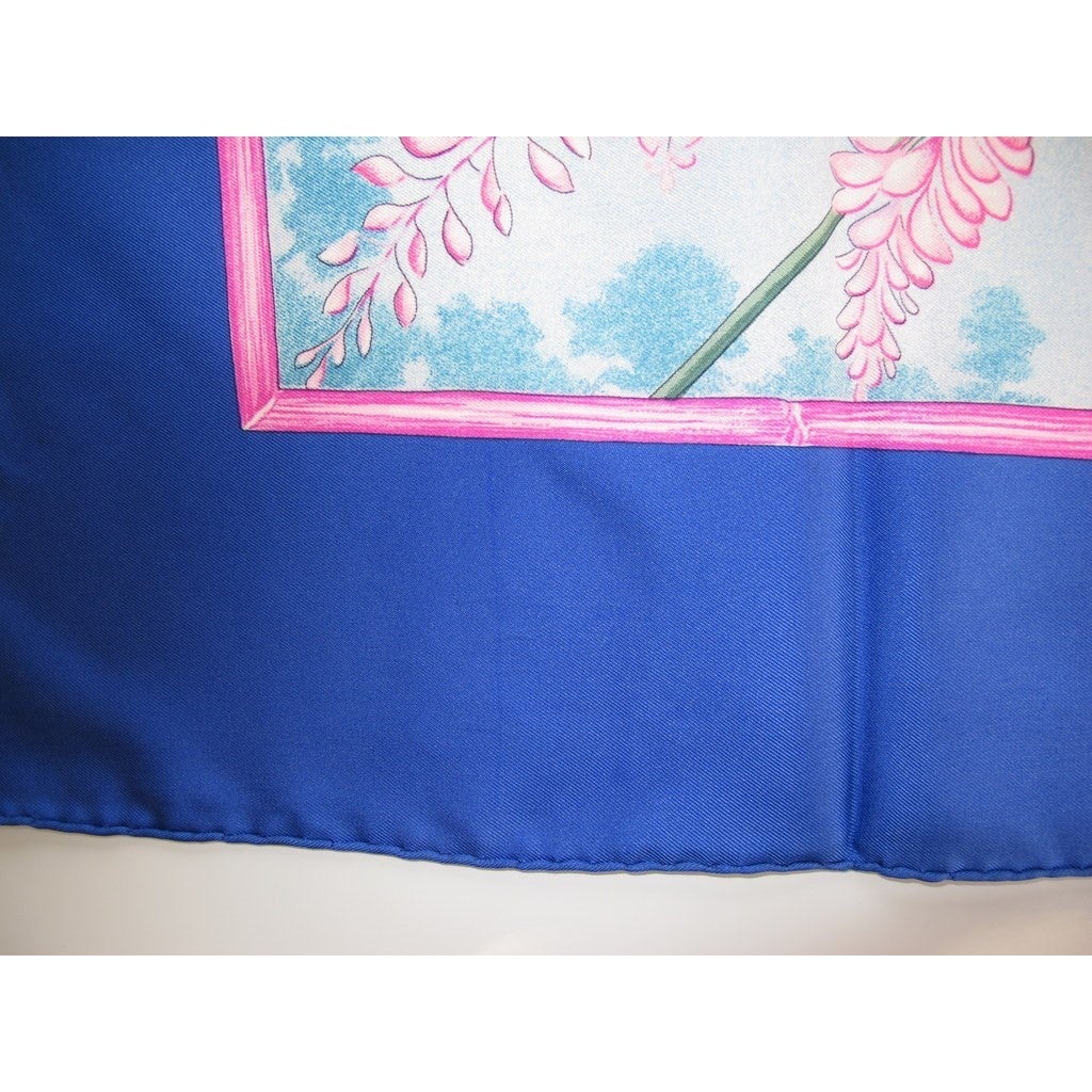 Hermes 1989 Blue The garden of Claude Monet Giverny Twill 90, New with flaws! - poupishop