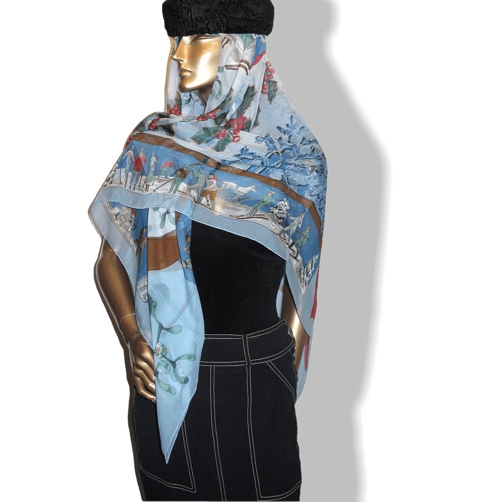 Hermes Neige d'Antan by Caty Latham Mousseline Chiffon Shawl 140