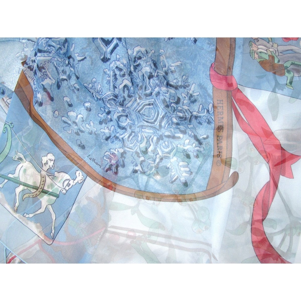 Hermes Neige d'Antan by Caty Latham Mousseline Chiffon Shawl 140