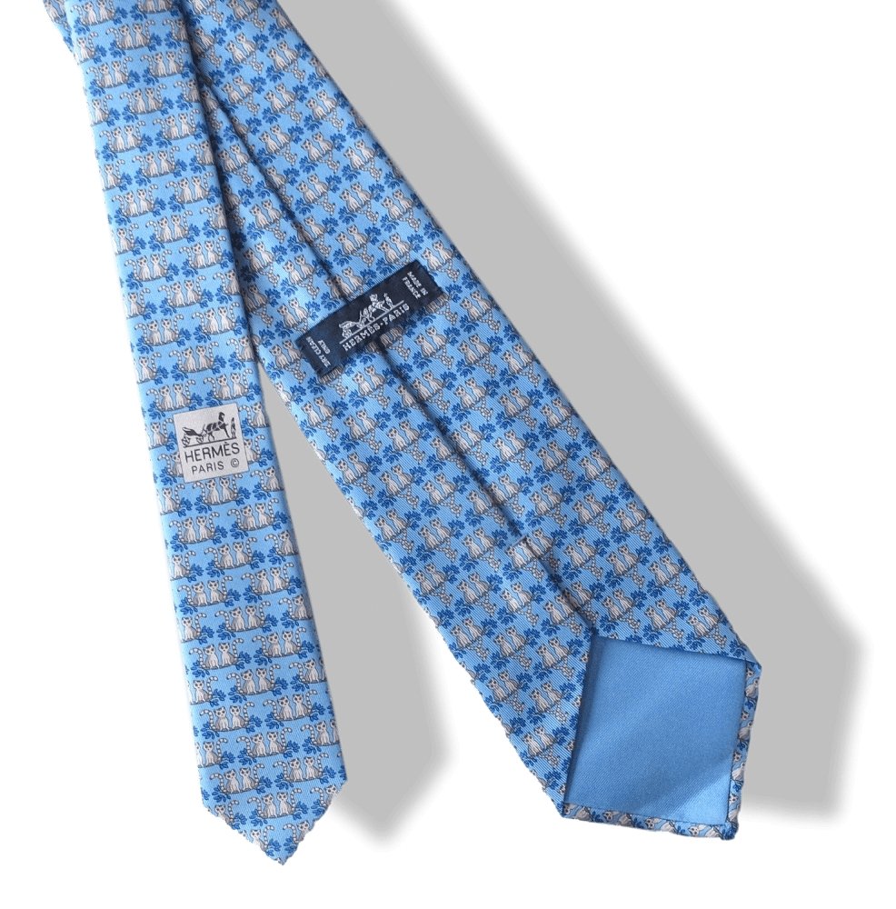 Hermes Cats CHATS Twill Silk Tie 625891 SA