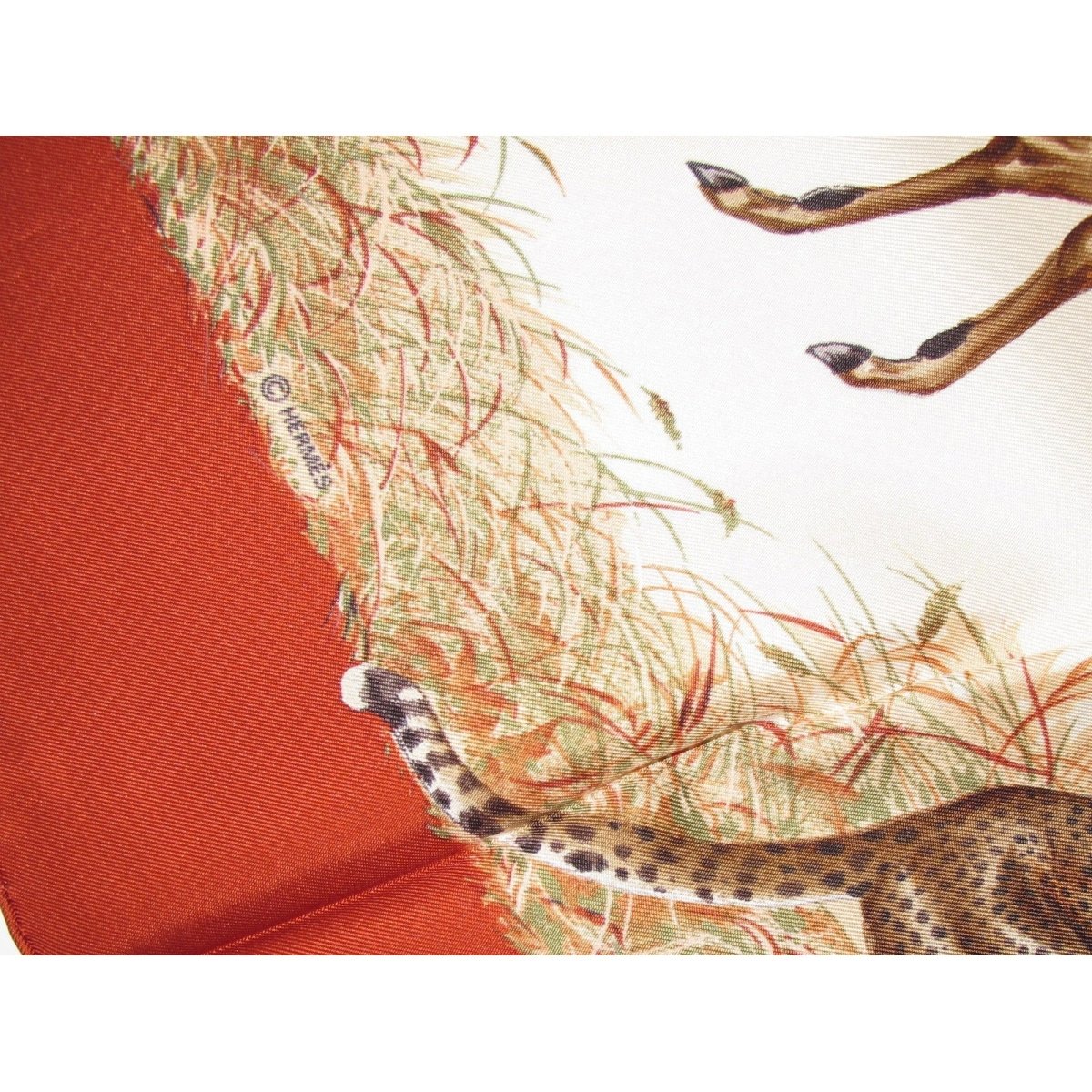 Hermes 1990s Brick Red/Champagne Kenya by Robert Dallet Twill 90, NIB! - poupishop
