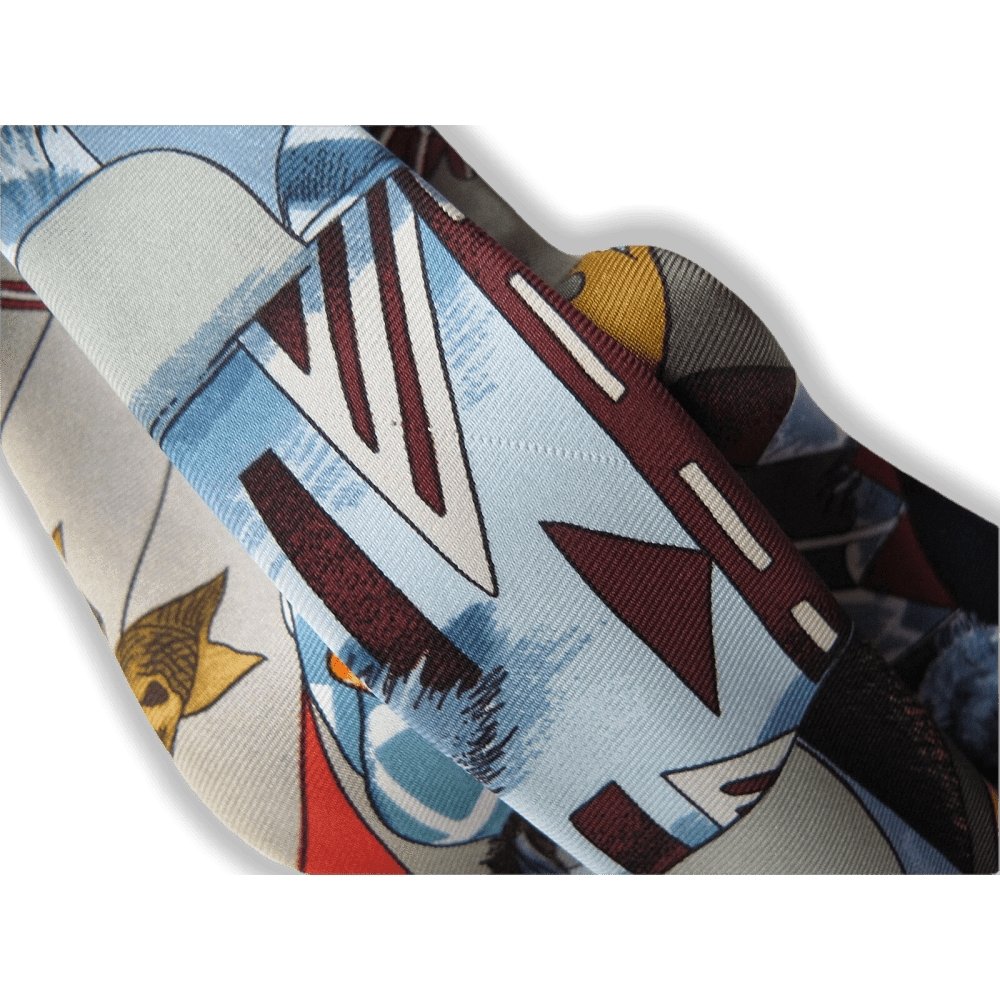 Hermes Kachinas by Kermit Oliver Print Scarf Twill Silk Tie