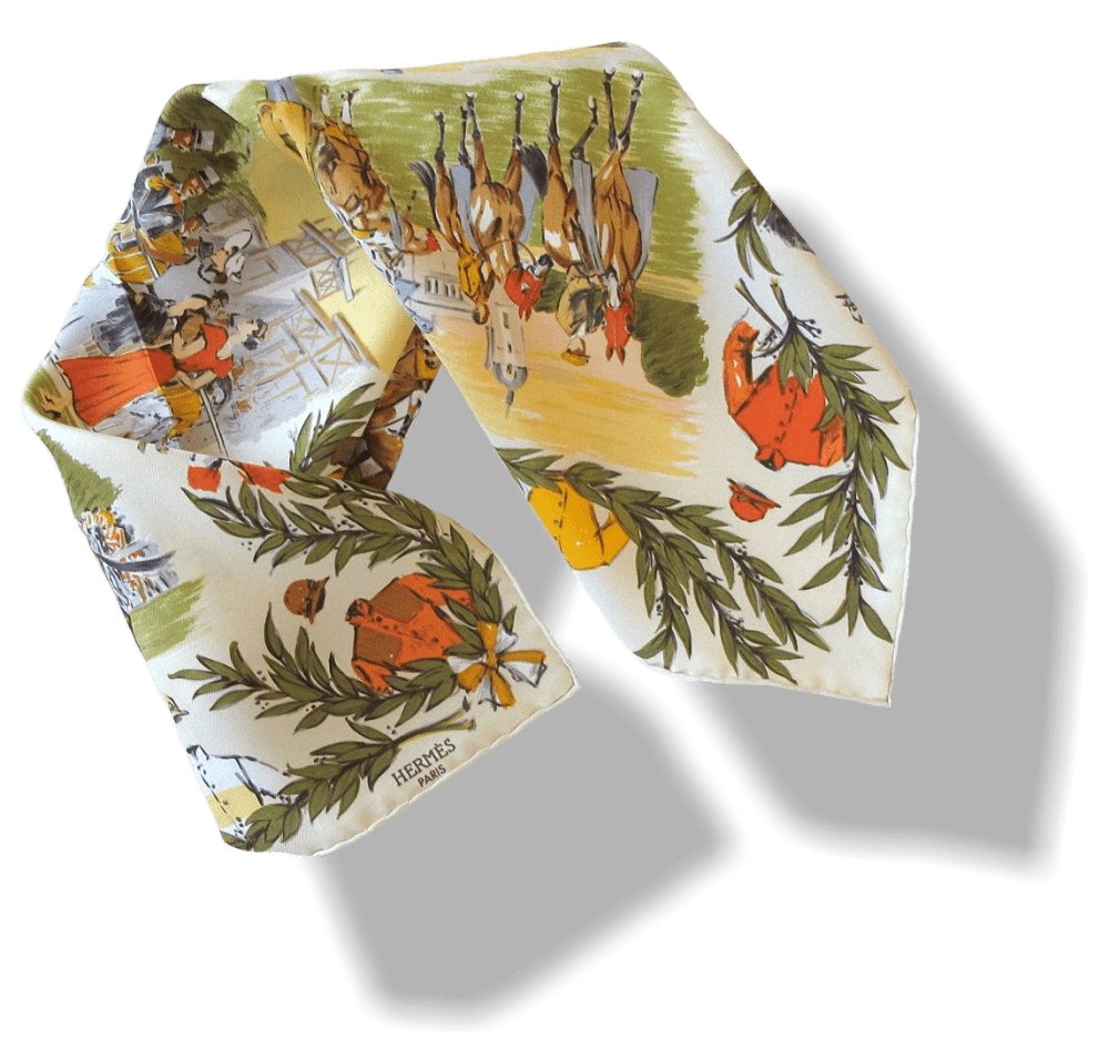 Hermes Champs de Courses Chantilly with Overlay Twill Gavroche 42cm