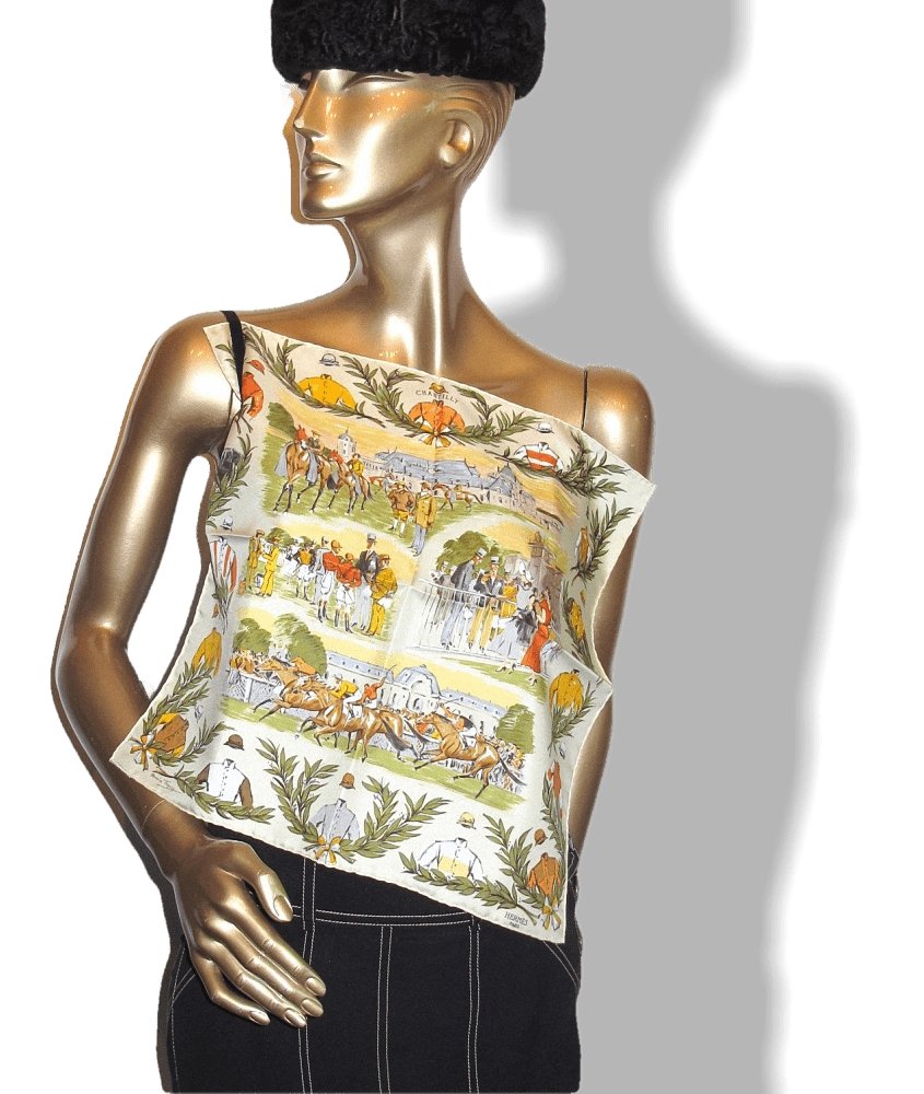 Hermes Champs de Courses Chantilly with Overlay Twill Gavroche 42cm