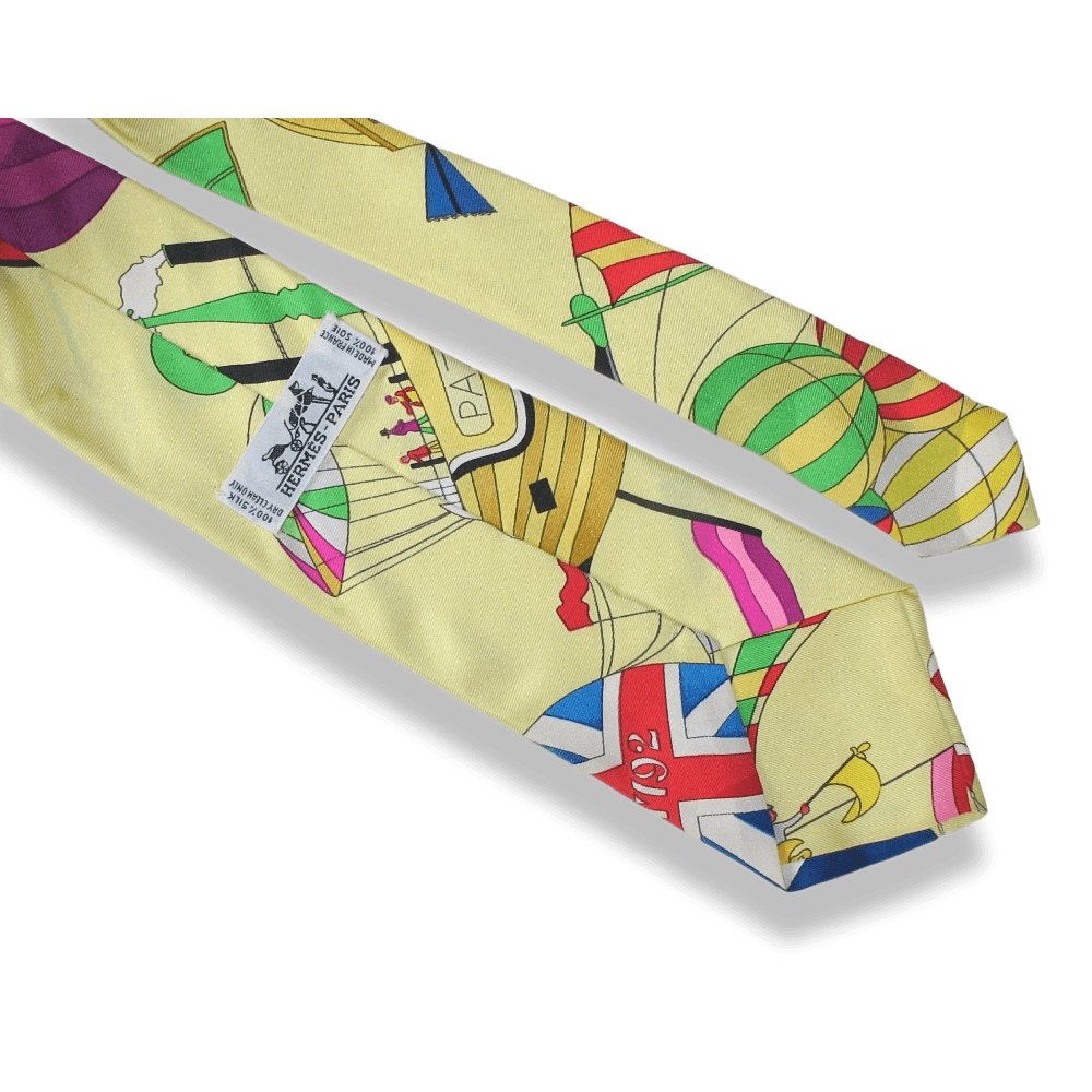 Hermes LES FOLIES DU CIEL Twill Silk Tie