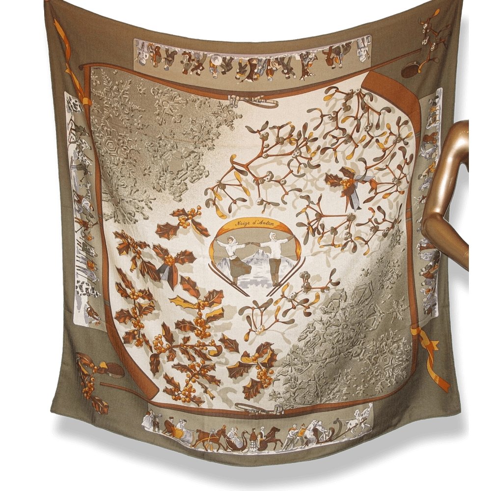 Hermes Neige D'Antan by Caty Latham Cashmere Shawl 140