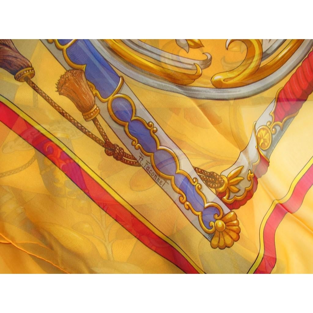 Hermes 1991 Orange/Blue/Red Daimyo Mousseline 140, NIB! - poupishop