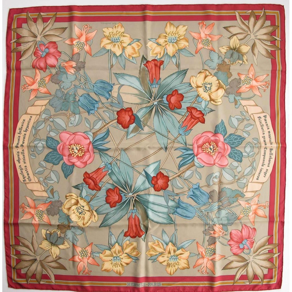 Hermes 1992 Bronze Fleurs D'Hellade Twill 90