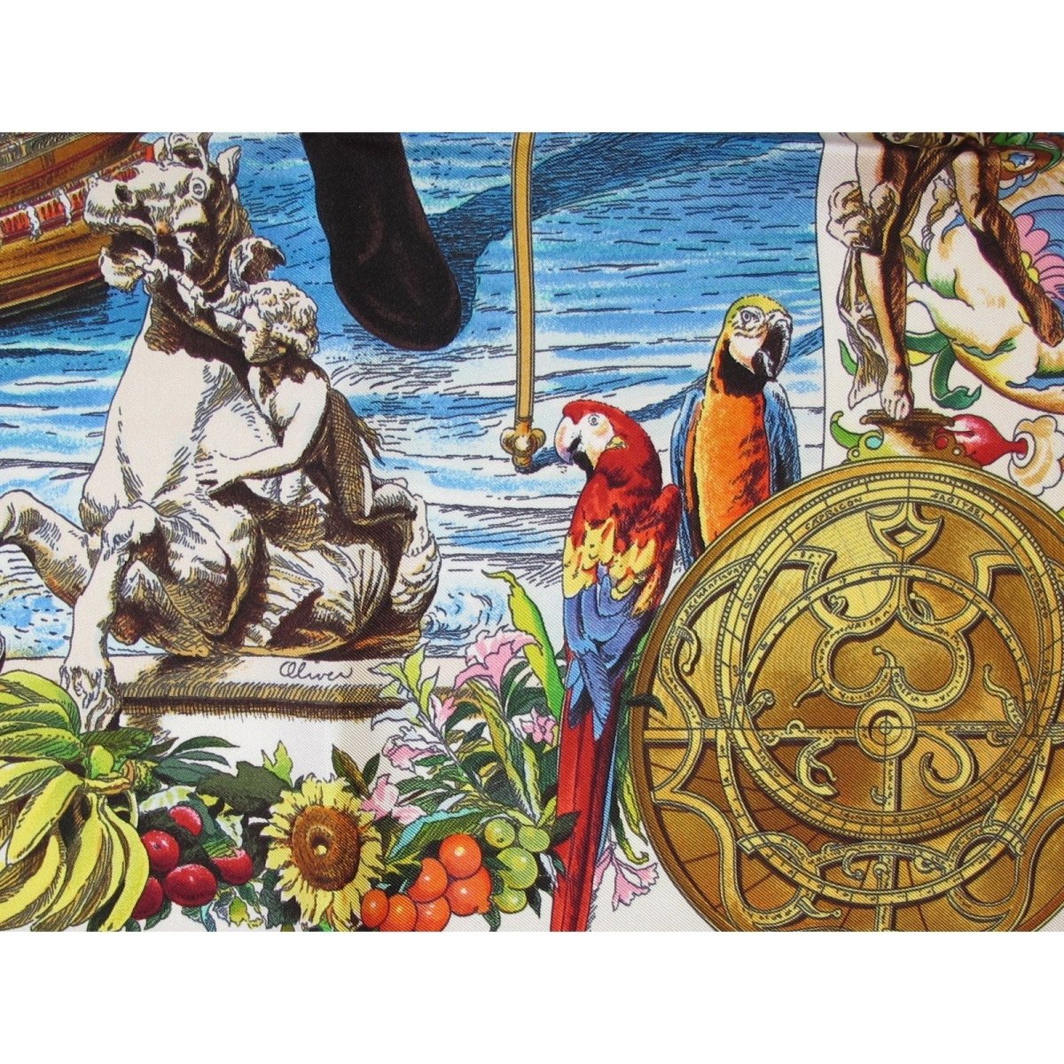 Hermes Les Ameriques Colombus by Kermit Oliver Twill Scarf 90