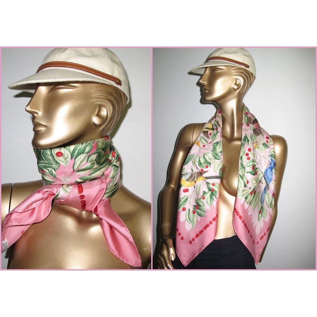 Hermes 1992 Pink Rose Les Merises by Antoine de Jacquelot Twill 90