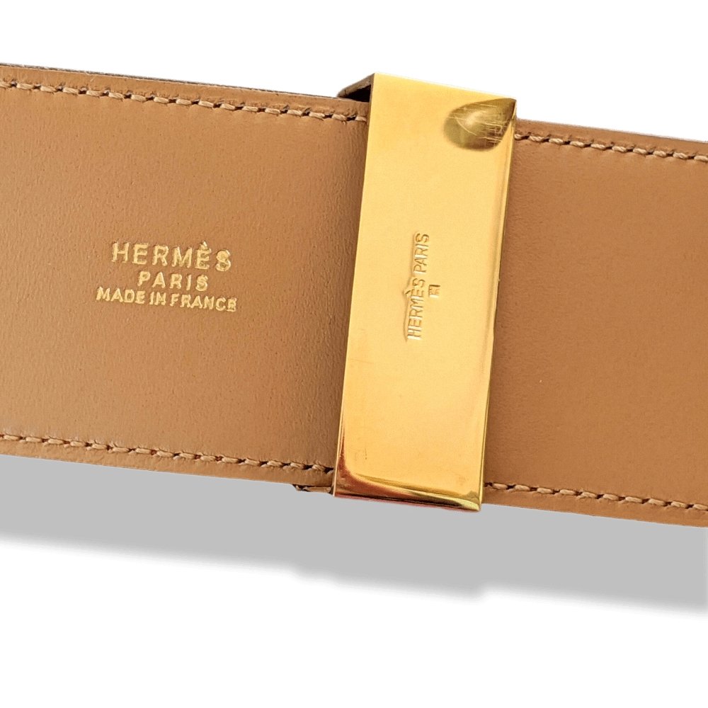 Hermes 1992 Red H Box Calfskin COLLIER DE CHIEN Belt GM Sz85, Mint in Box!