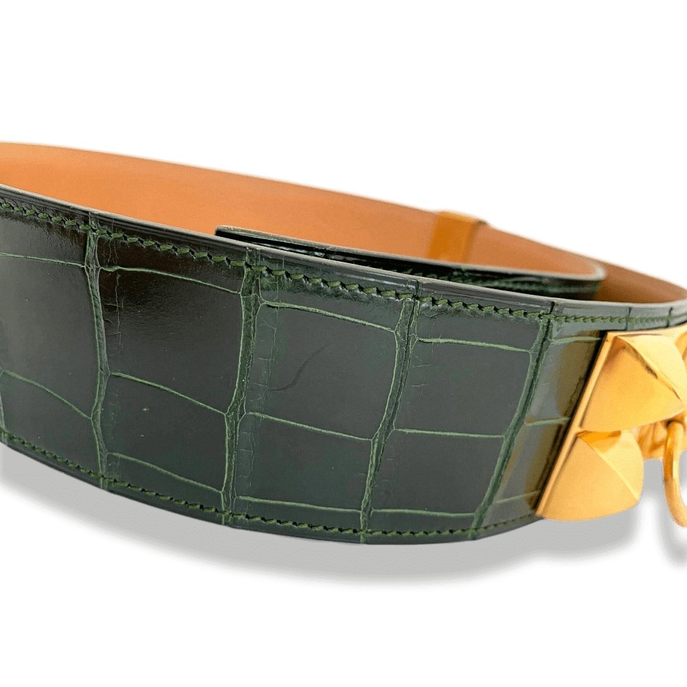 Hermes Crocodile COLLIER DE CHIEN Belt GM Sz78