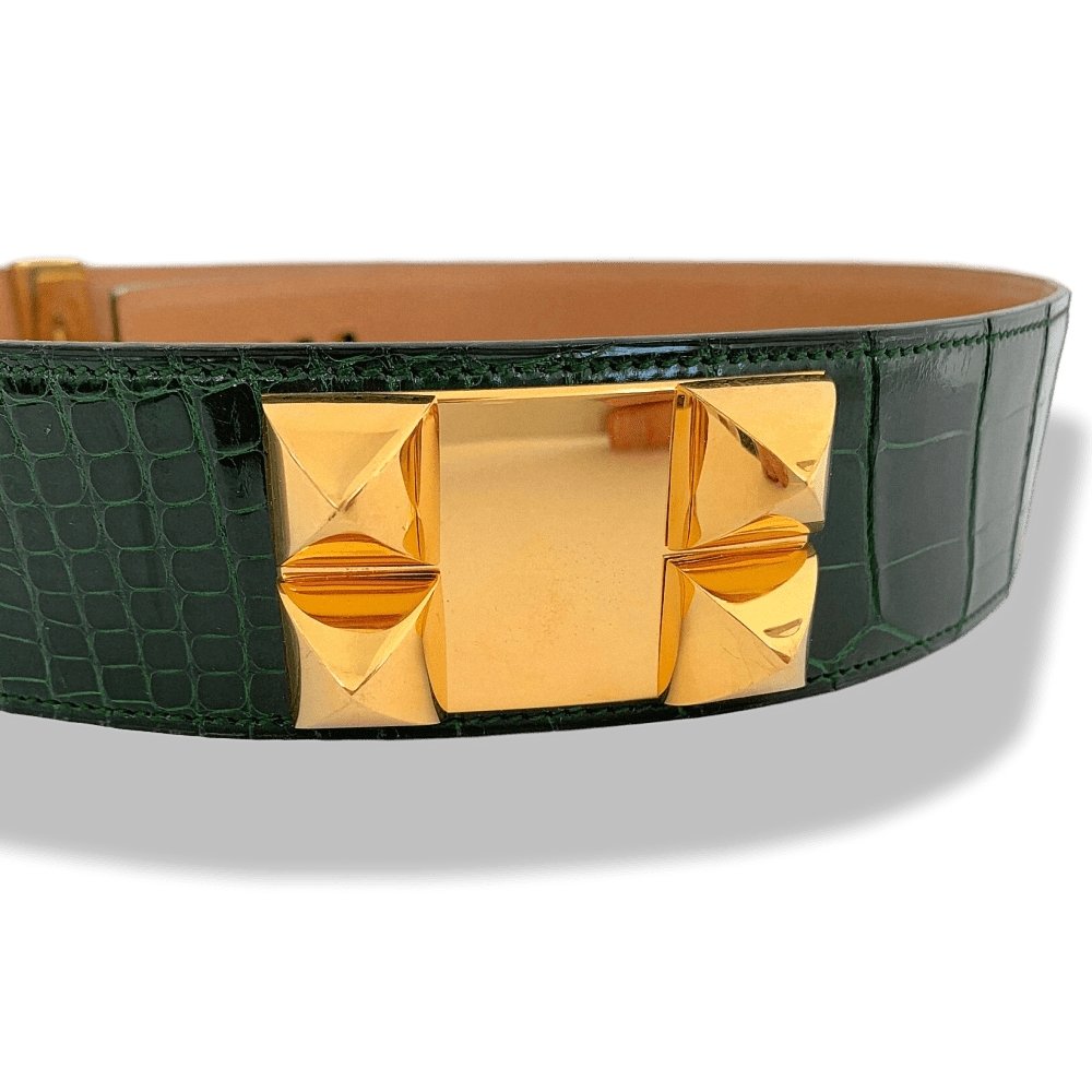 Hermes Crocodile COLLIER DE CHIEN Belt GM Sz78