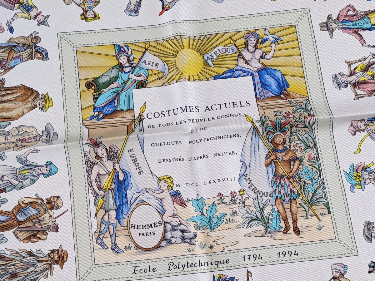 Hermes 1994 Special Limited Issue Ecole Polytechnique 1794 - 1994 Costumes Actuels Twill 90 Carre, Mint in Box, RARE! - poupishop