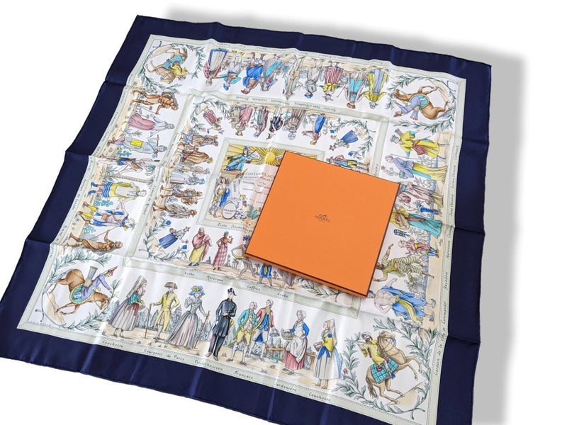 Hermes 1994 Special Limited Issue Ecole Polytechnique 1794 - 1994 Costumes Actuels Twill 90 Carre, RARE in Box!
