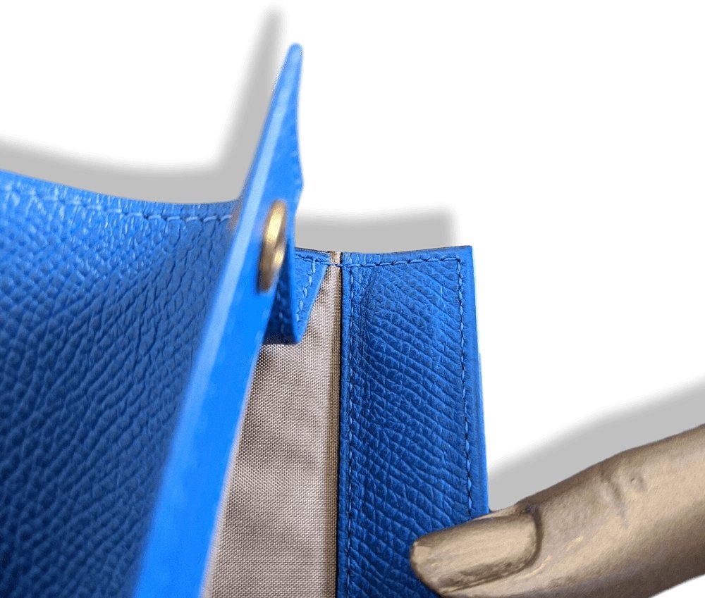Hermes 1995 Blue Gulliver Clafskin TROUSSE KARO PM Cosmetic Bag Pochette, BNWTIB!