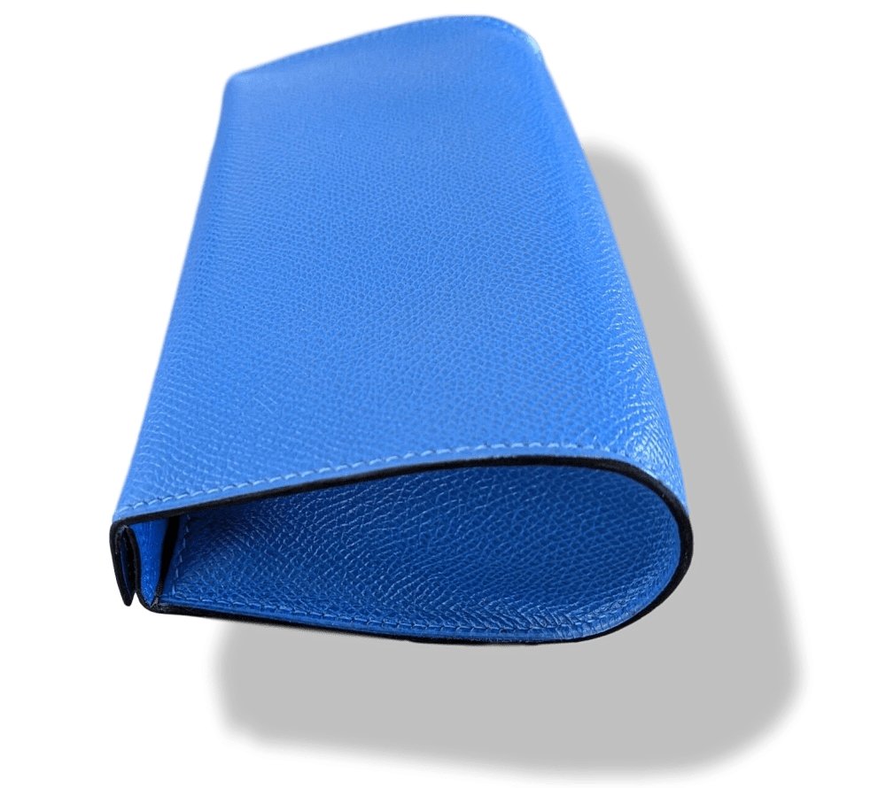 Hermes 1995 Blue Gulliver Clafskin TROUSSE KARO PM Cosmetic Bag Pochette, BNWTIB!