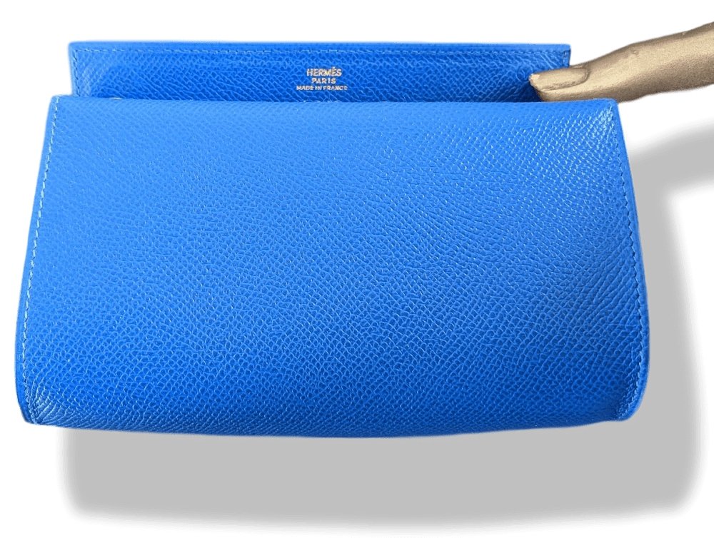 Hermes 1995 Blue Gulliver Clafskin TROUSSE KARO PM Cosmetic Bag Pochette, BNWTIB!