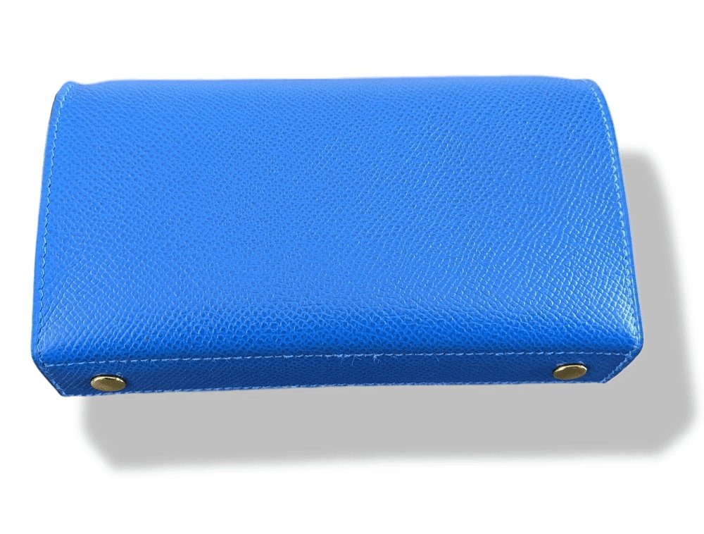 Hermes 1995 Blue Gulliver Clafskin TROUSSE KARO PM Cosmetic Bag Pochette, BNWTIB!