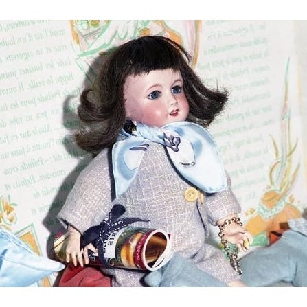 Hermes 1995 Blue Special Issue 90th Anniversary of Bleuette Brides de Gala Twill Doll Scarf 9", NIB! - poupishop