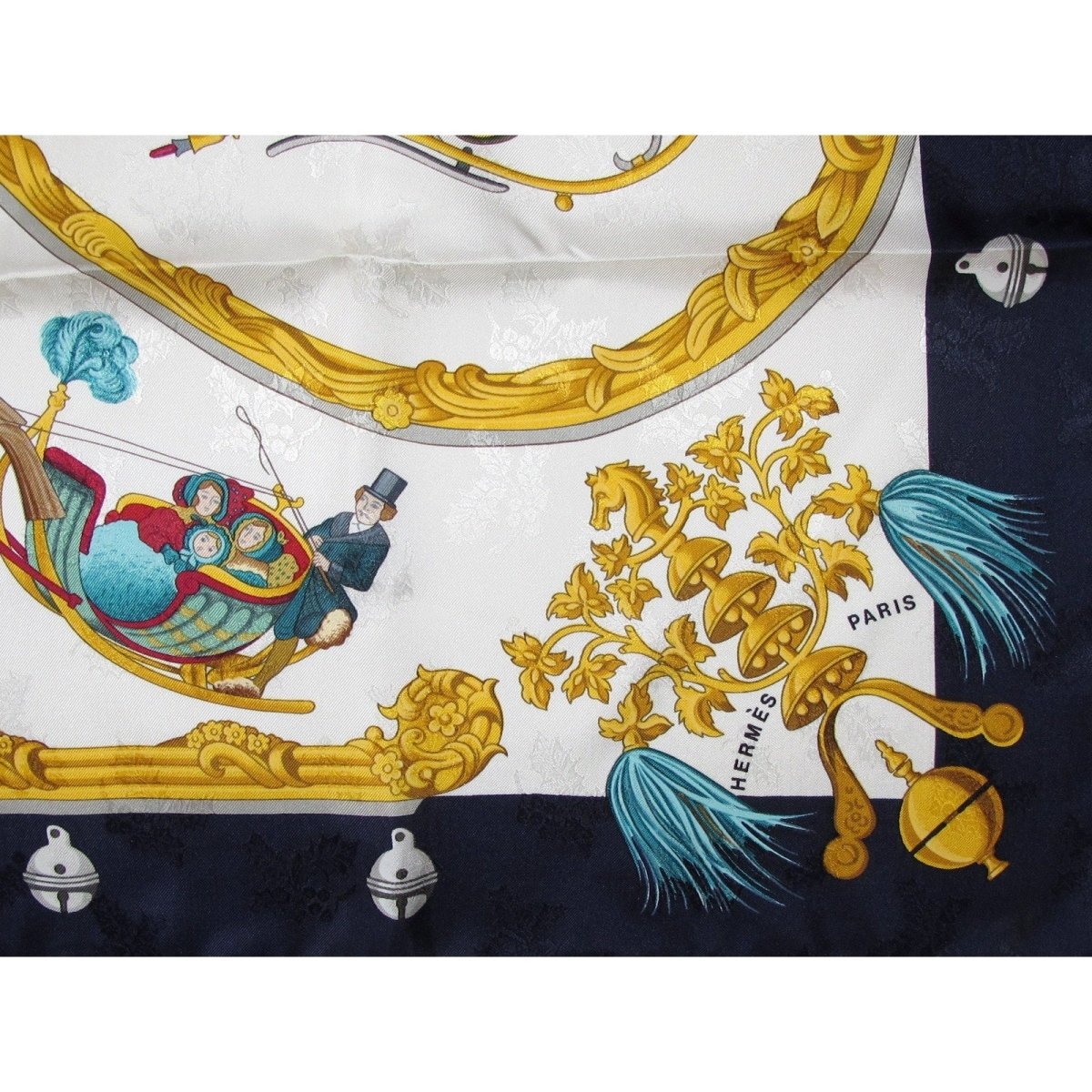 Hermes Plumes et Grelots by Julia Abadie Jacquard of Holly Silk Twill 90