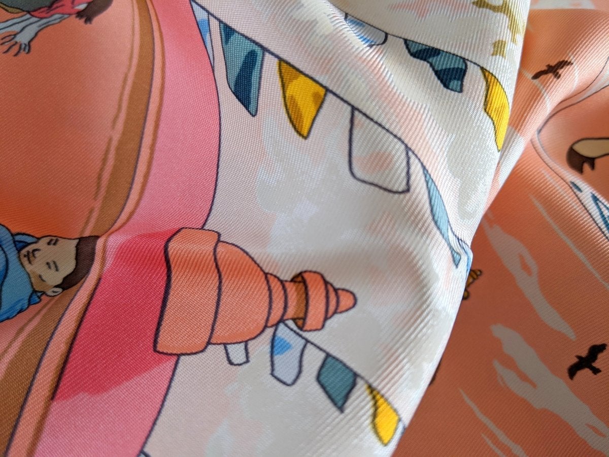 Hermes 1996 Pink Prieres au Vent by Dimitri Rybal with Blanc Matte Overlay Twill 90