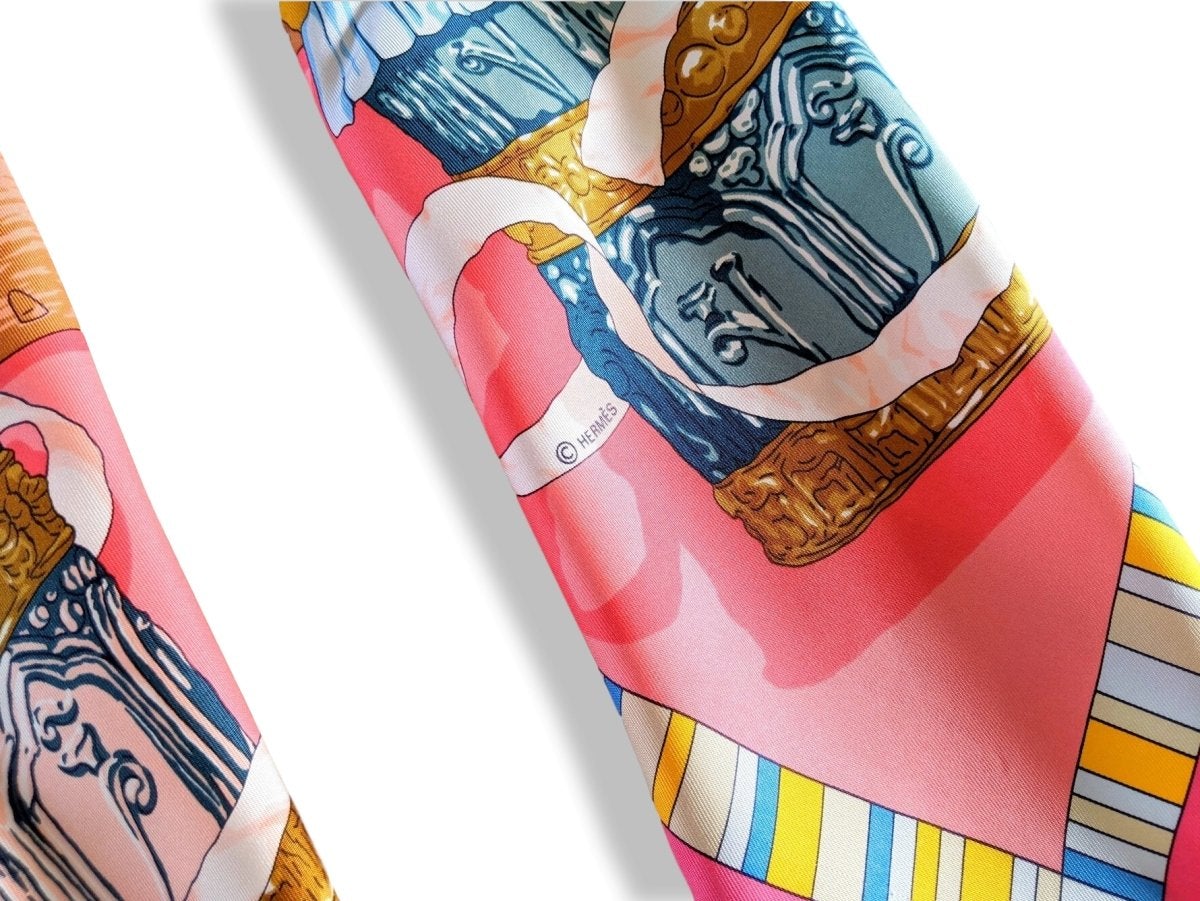 Hermes 1996 Pink Prieres au Vent by Dimitri Rybal with Blanc Matte Overlay Twill 90