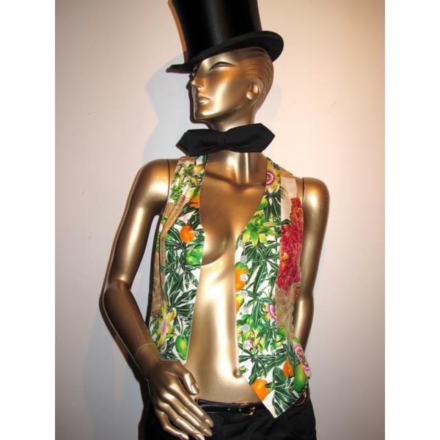 Hermes 1996 Print Silk Passiflores Sleeveless Vest