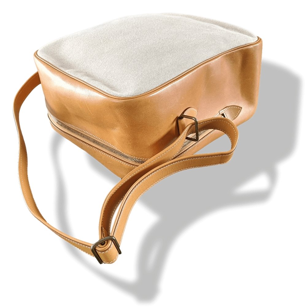 Hermes 1997 Natural Canvas and Leather VICTORIA CROSSBODY Travel Week-end Train Bag, Superb condition in Dustbag! - poupishop