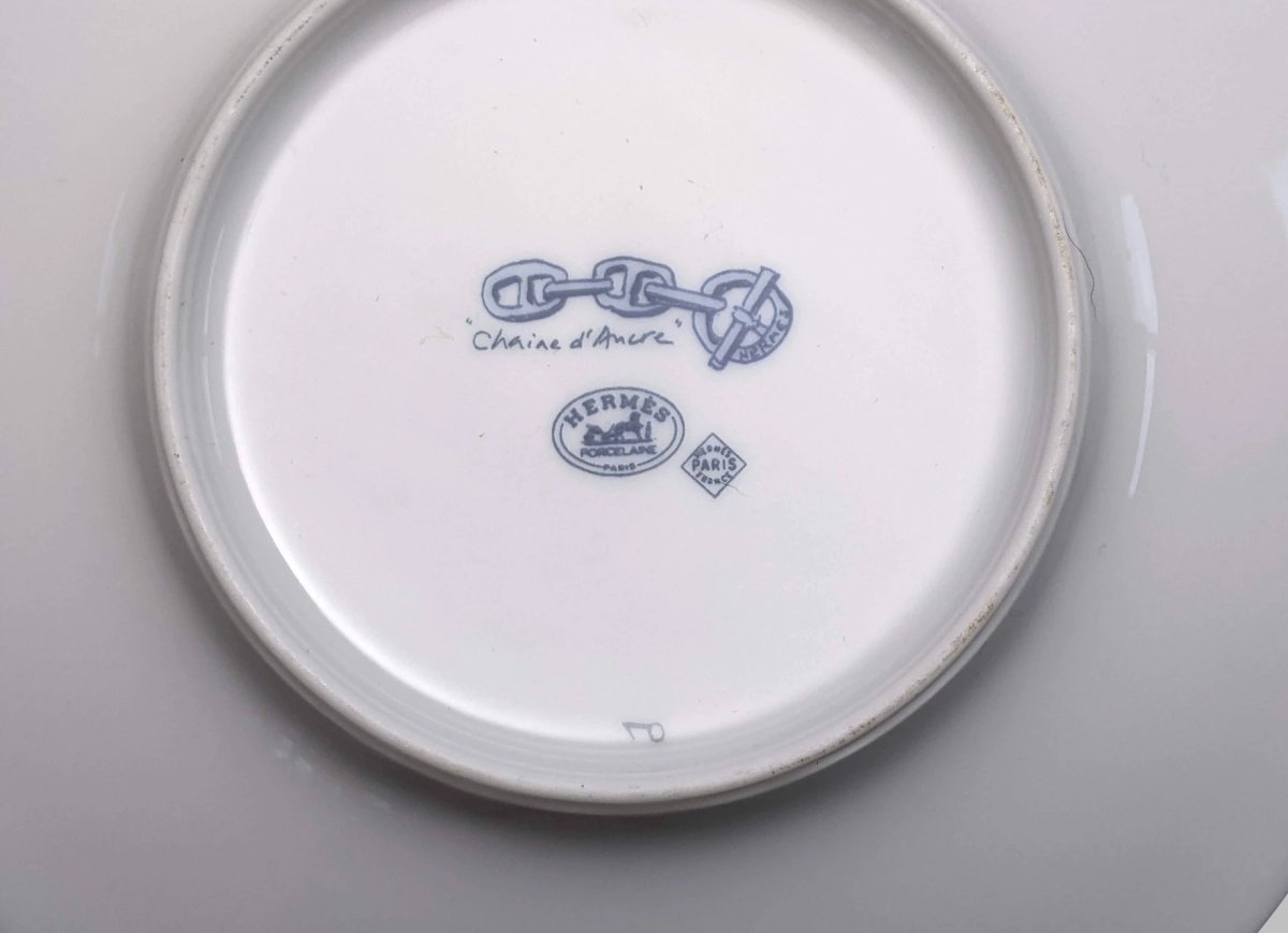 Hermes 1997 Porcelain Invitation VIP Chaine d'Ancre Small Plate Vide-Poche, Rare!
