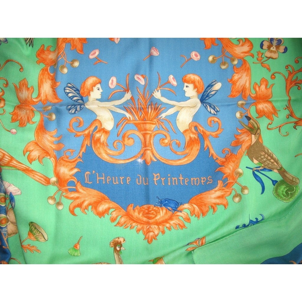 Hermes 1998 L'Heure du Printemps Cashmere Shawl Rare by Nidaka