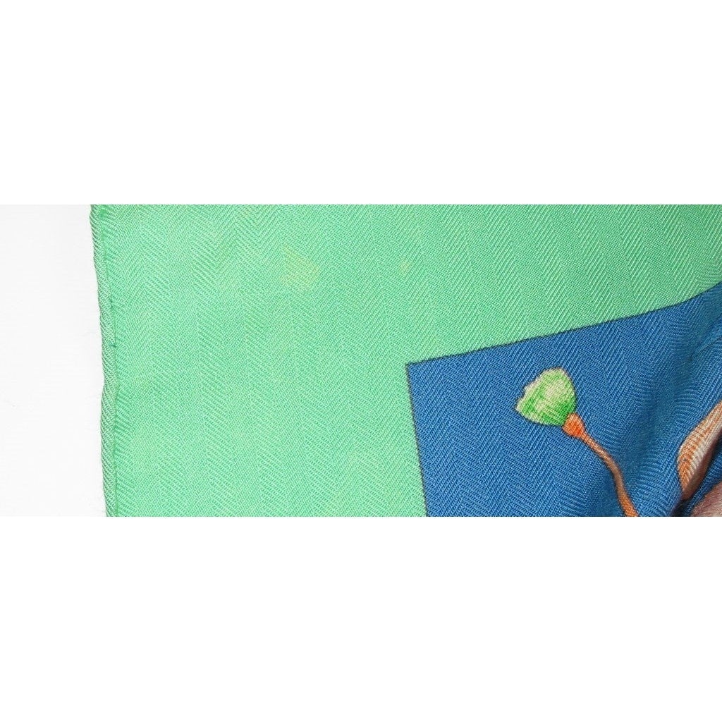 Hermes 1998 L'Heure du Printemps by Natsuno Hidaka Cashmere Shawl 140, Flaws! - poupishop