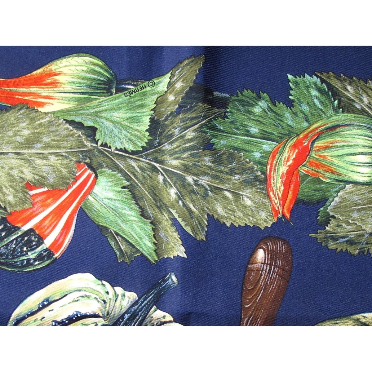 Hermes Citrouilles et Coloquintes by Valerie Dawlat with Blanc Matt Overlay Twill 90