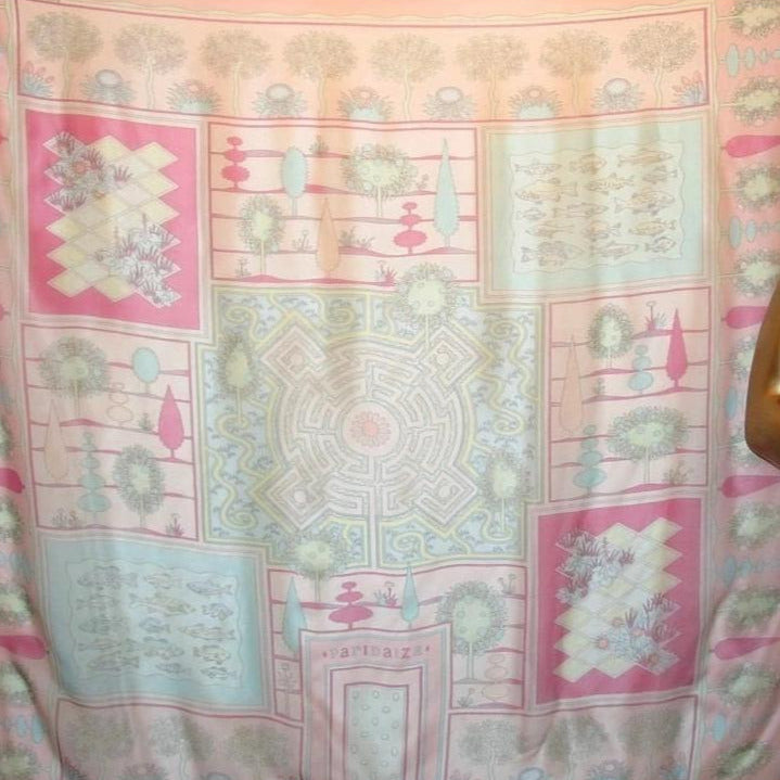 Hermes 1998 Rose/ Aqua Paridaiza by Eugene Brunelle Mousseline 140, Rare!
