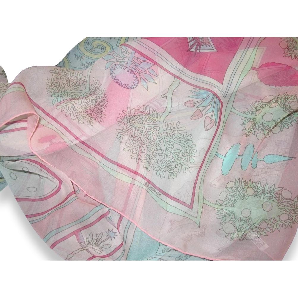 Hermes 1998 Rose/ Aqua Paridaiza by Eugene Brunelle Mousseline 140, Rare!