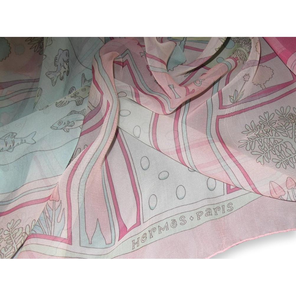 Hermes 1998 Rose/ Aqua Paridaiza by Eugene Brunelle Mousseline 140, Rare!