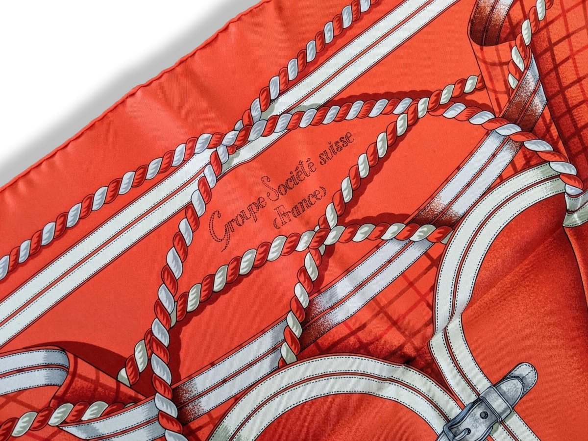 Hermes 1998 Rouge/Gris Special Issue 100 ANS SOCIETE SUISSE EN FRANCE by Henri d'Originy Crispy Twill 90, NIB!