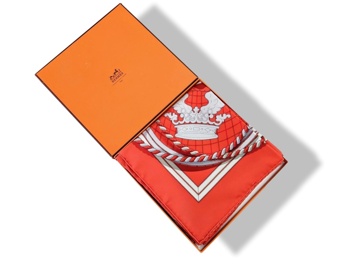 Hermes 1998 Rouge/Gris Special Issue 100 ANS SOCIETE SUISSE EN FRANCE by Henri d'Originy Crispy Twill 90, NIB!