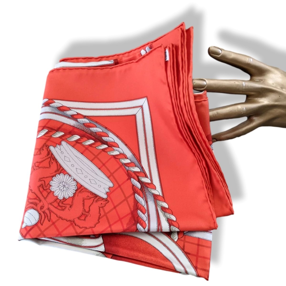 Hermes 1998 Rouge/Gris Special Issue 100 ANS SOCIETE SUISSE EN FRANCE by Henri d'Originy Crispy Twill 90, NIB!