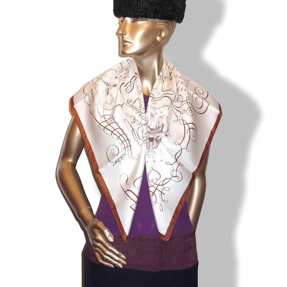 Hermes Callygraphy L'Art d'Ecrire Twill Silk 90