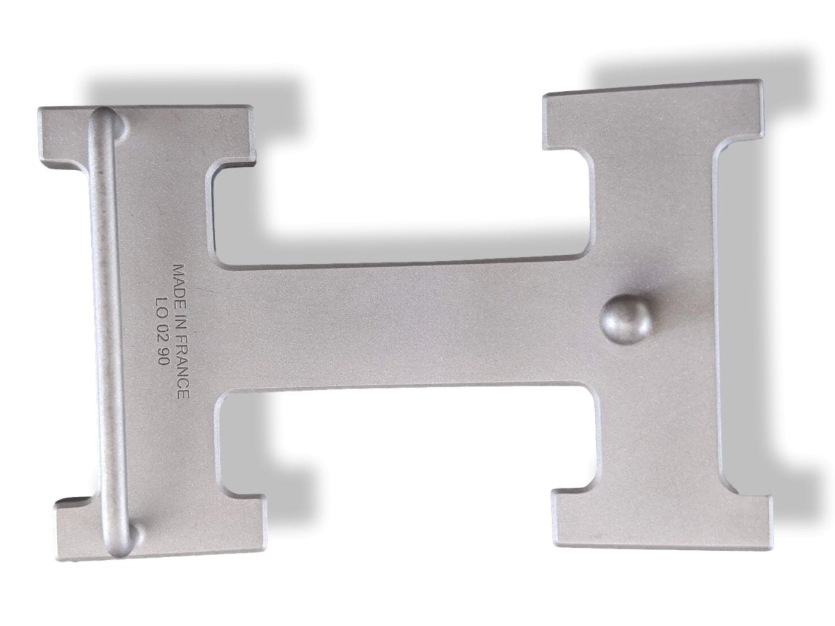 Hermes (2) Matt Silver Buckle of Belt H 32mm, New in Pochette!