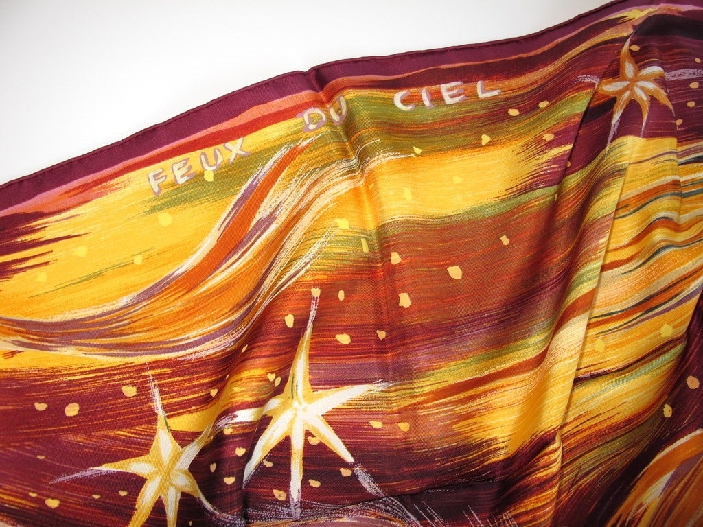 Hermes 2000 Aubergine Orange Feux du Ciel Twill 90 New!